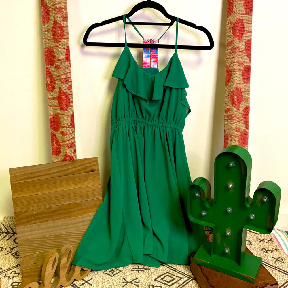 Chiffon Green mini Dress